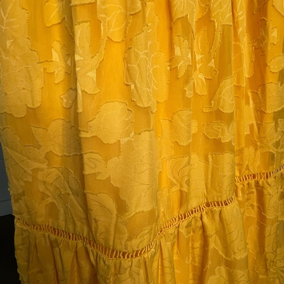 Lulu’s Love Yellow Jacquard Smocked Tie-Strap Midi Dress - Picture 6 of 6